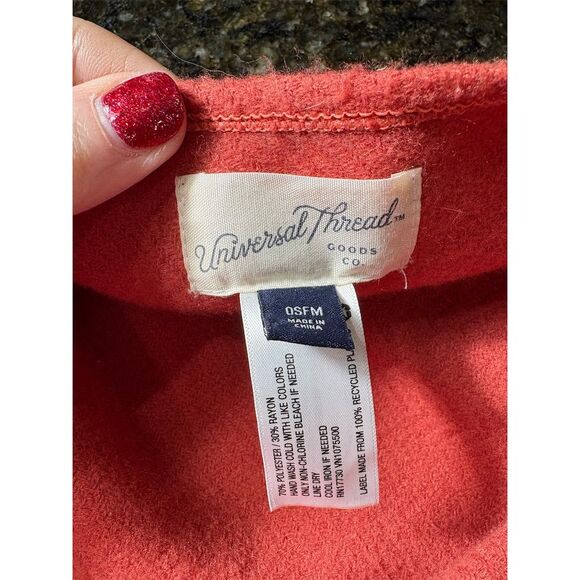 Universal Thread Women's Orange Cape Poncho One Size Fringed Edges - Picture 8 of 9